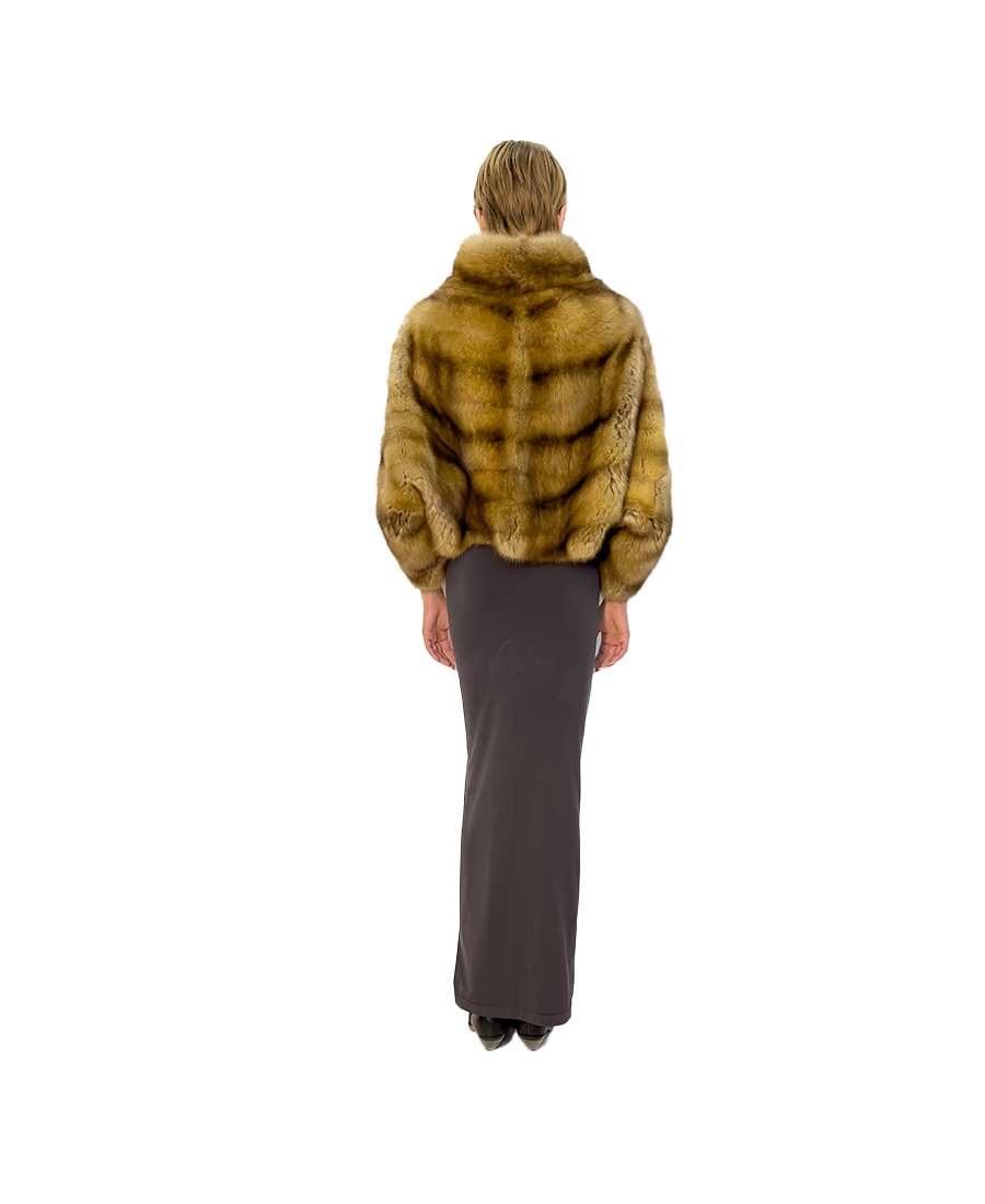 reversible sable cropped open jacket