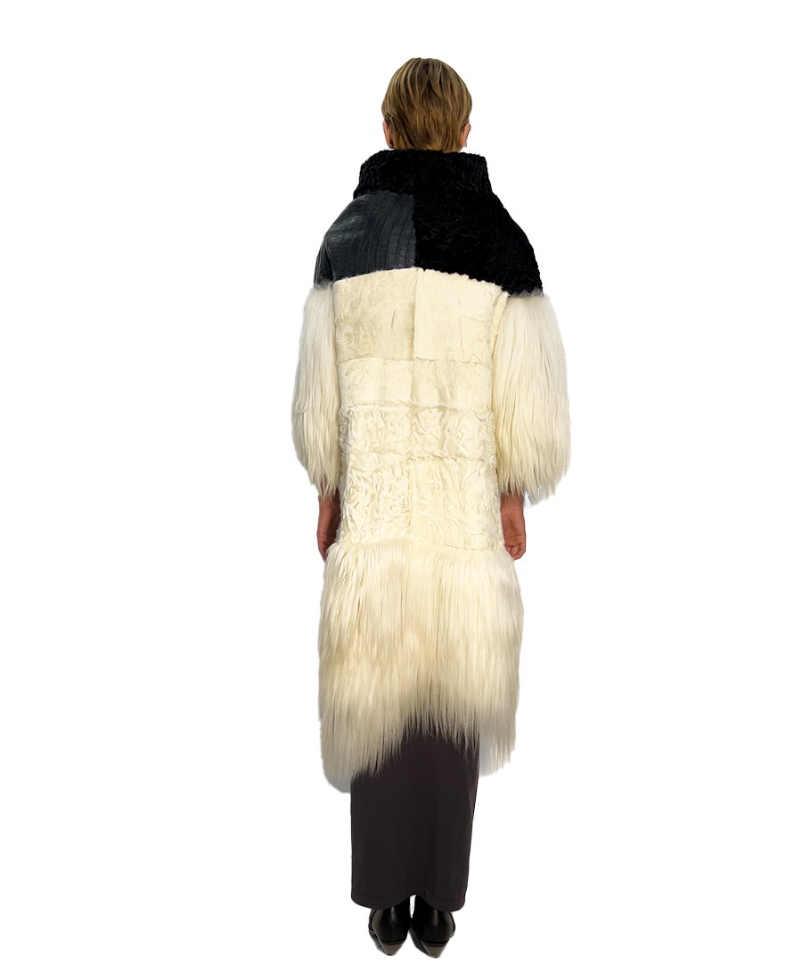 ASTRACAN BRENSHUAN KALGAN & LEATHER COAT