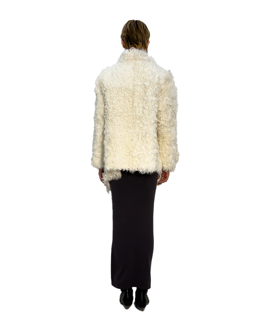 #1815 REVERSIBLE WHITE LEATHER & SHEARLING JACKET