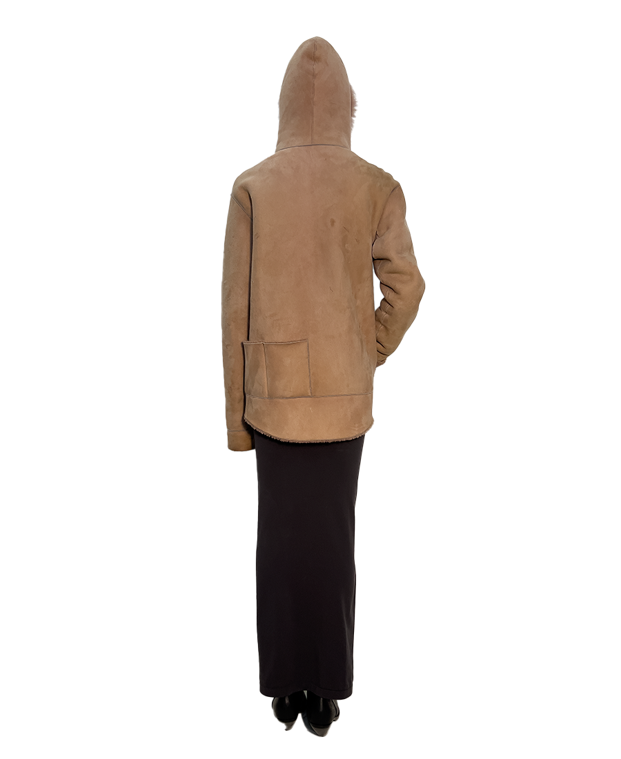 #391 MENSWEAR PINK SUEDE & SHORT HAIRED CURLED SHEARLING