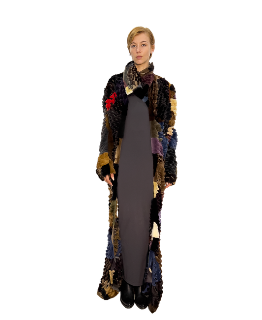 #988 PATCHWORK MINK MULTICOLOURED LONG COAT