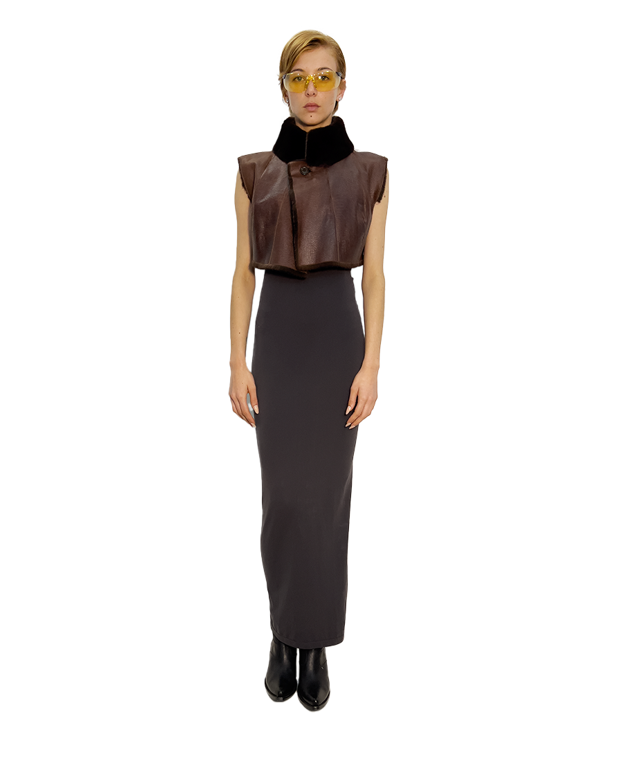 # REVERSIBLE MAHOGANI MINK & LEATHER
