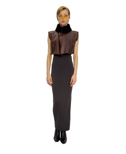 # REVERSIBLE MAHOGANI MINK & LEATHER