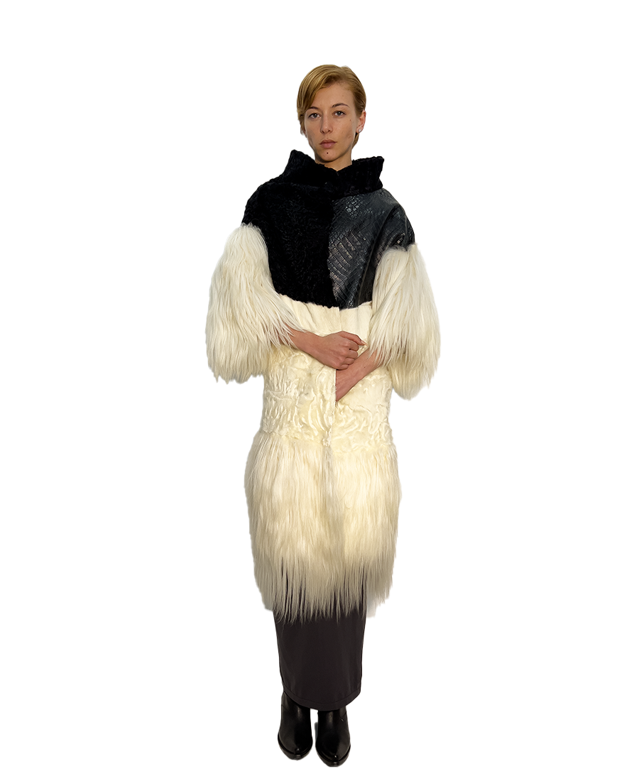 ASTRACAN BRENSHUAN KALGAN & LEATHER COAT