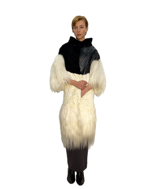 ASTRACAN BRENSHUAN KALGAN & LEATHER COAT