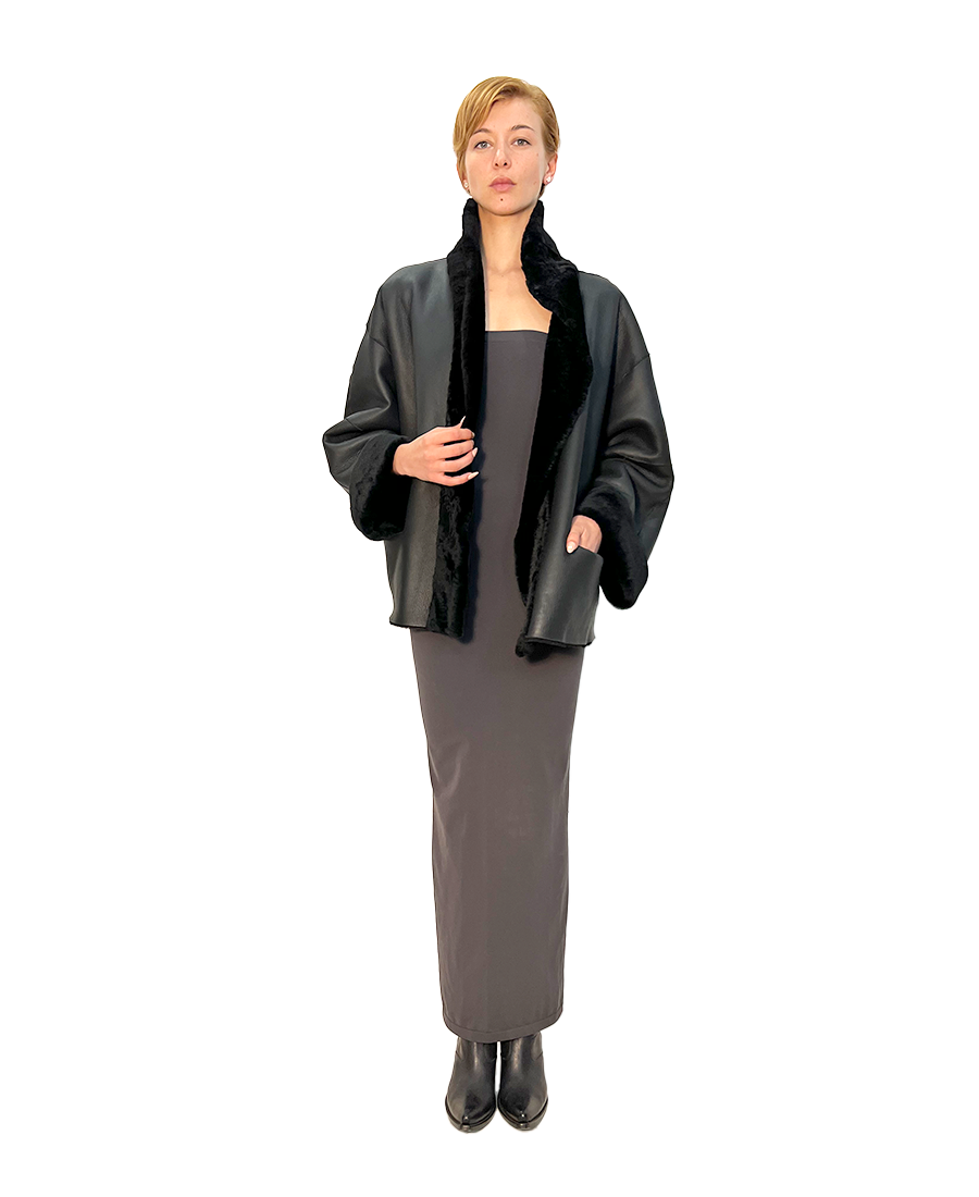 REVERSIBLE BLACK LEATHER & SHEARLING