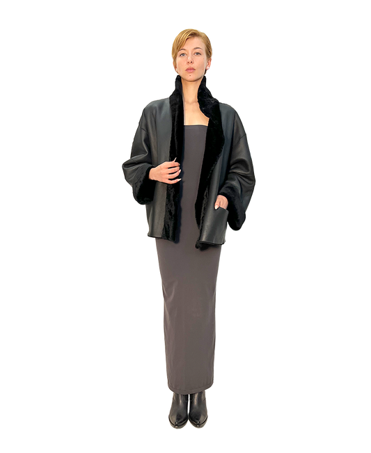REVERSIBLE BLACK LEATHER & SHEARLING
