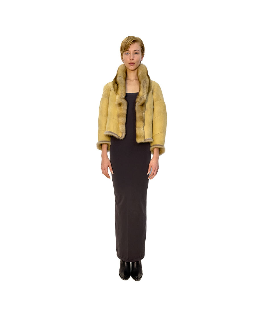 reversible sable cropped open jacket