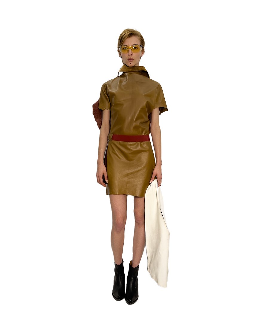 TWO WAY SOFT LEATHER DRESS SHIRT