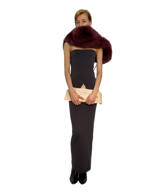 FOX & CROCODILE CLUTCH WITH SILVER LOGO BUCKLE