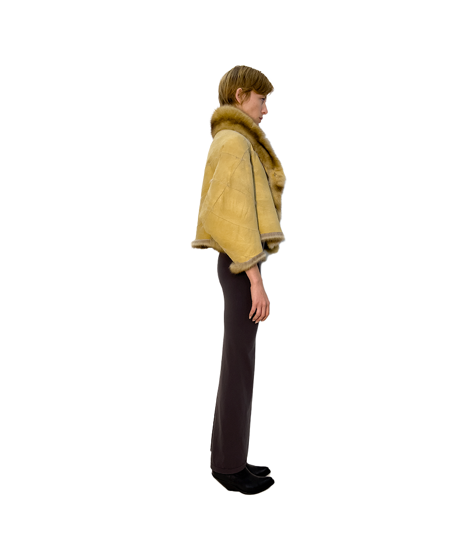 reversible sable cropped open jacket